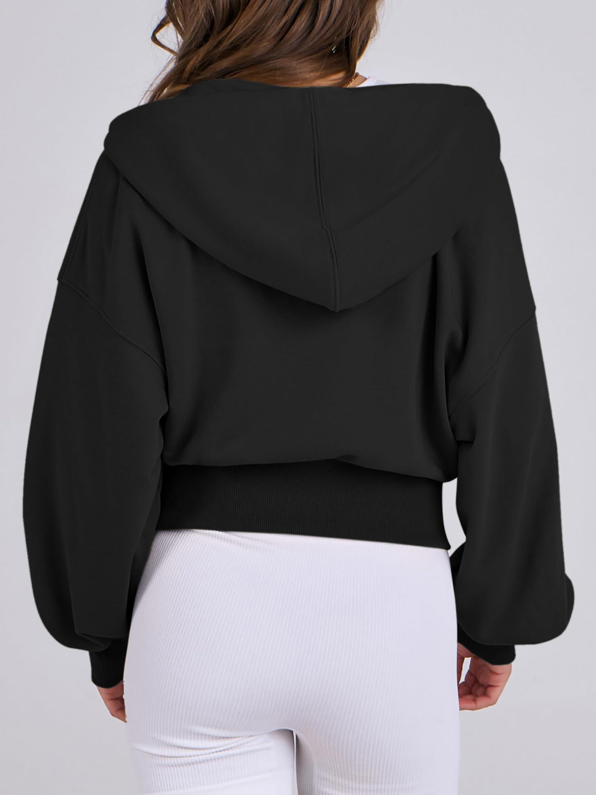 Jhsnjnr Damen Sweatjacke mit Kapuze Langarm Kapuzenpullover Sweatshirt Reißverschluss Sport Kurze Jacke Crop Zipper Hoodie
