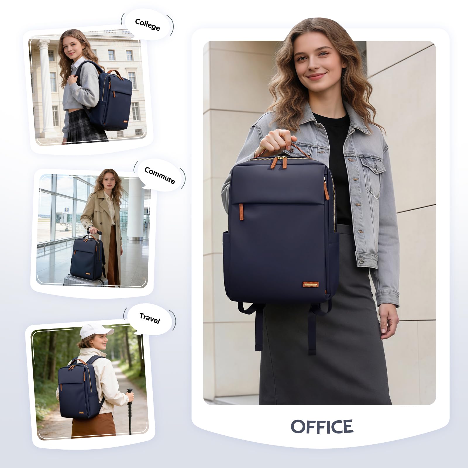 GOLF SUPAGS Sac à Dos pour Ordinateur Portable Pour Femme de Approuvé Par Les Compagnies Aériennes Sac à Dos Décontracté Multifonctionnel de 15,6 Pouces pour Voyage, Travail, École