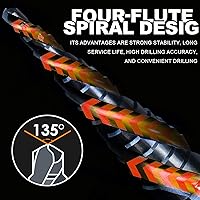 Vista 4 de Juego de brocas escalonadas M35 de 1/8 a 7/8 pulgadas (3 piezas), vástago hexagonal de 1/4 pulgadas, diseño de cuatro flautas en espiral, resistente