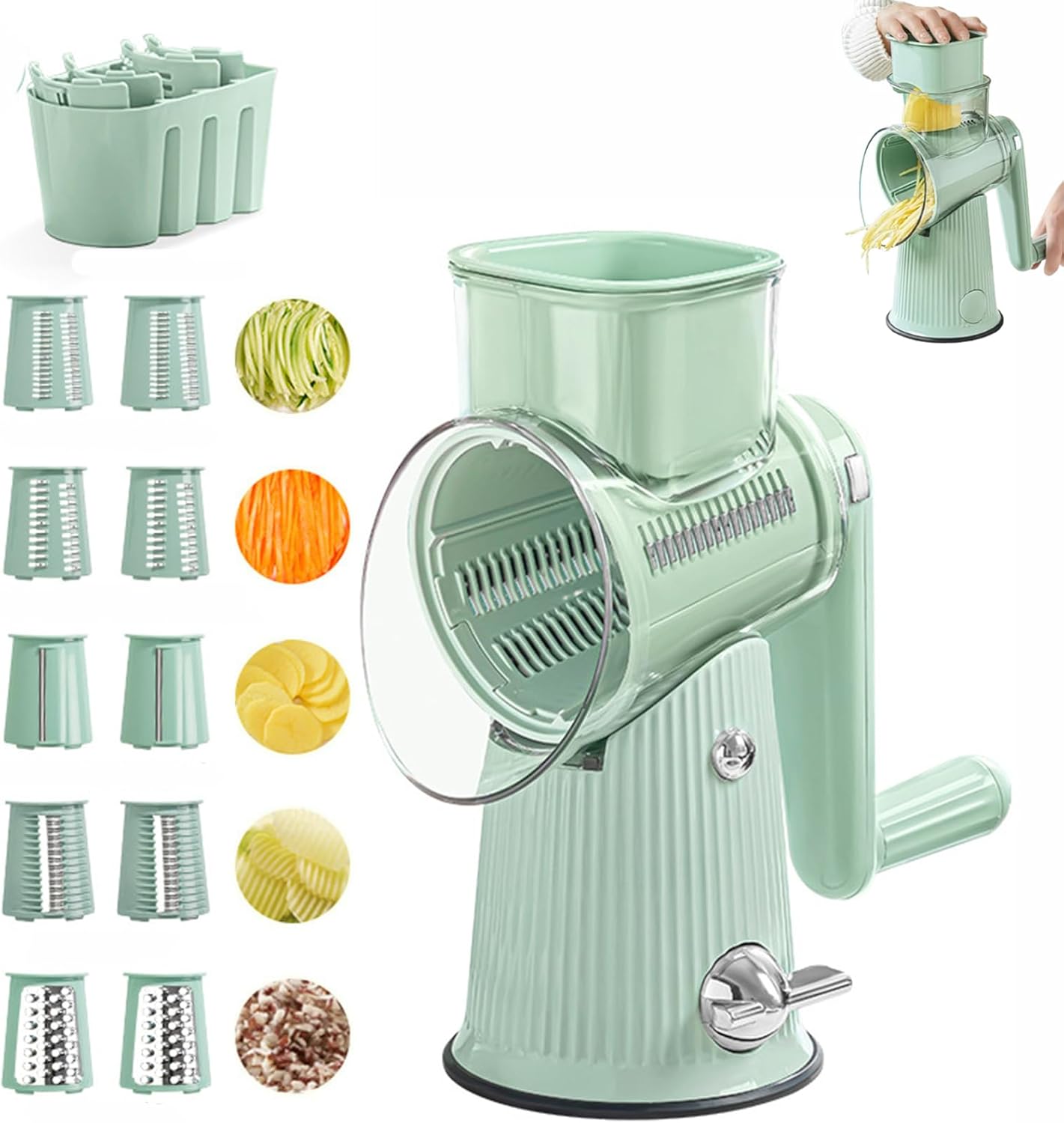5 in 1 Round Slicer, 5 in 1 Rotary Cheese Grater Vegetable Slicer, 5 in 1 Food Chopper, Multifunctional Vegetable Cutter & Slicer