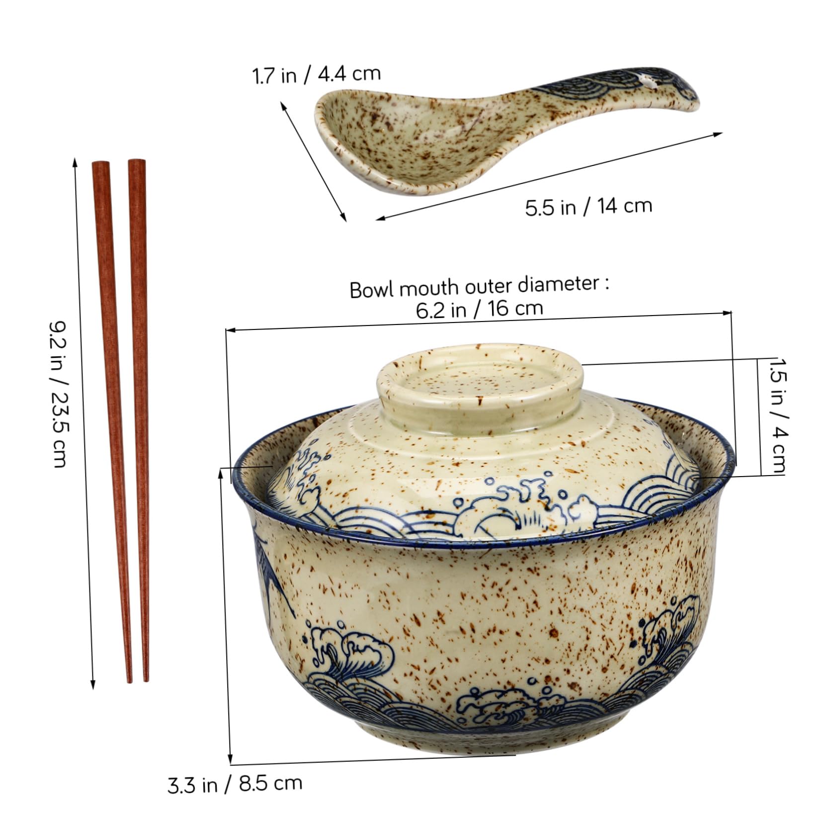 1satz Ramen Schüssel Set Mit Deckel Keramik Schüssel Essstäbchen Und Für Suppen Und Instant-nudeln Design Für Zuhause Und