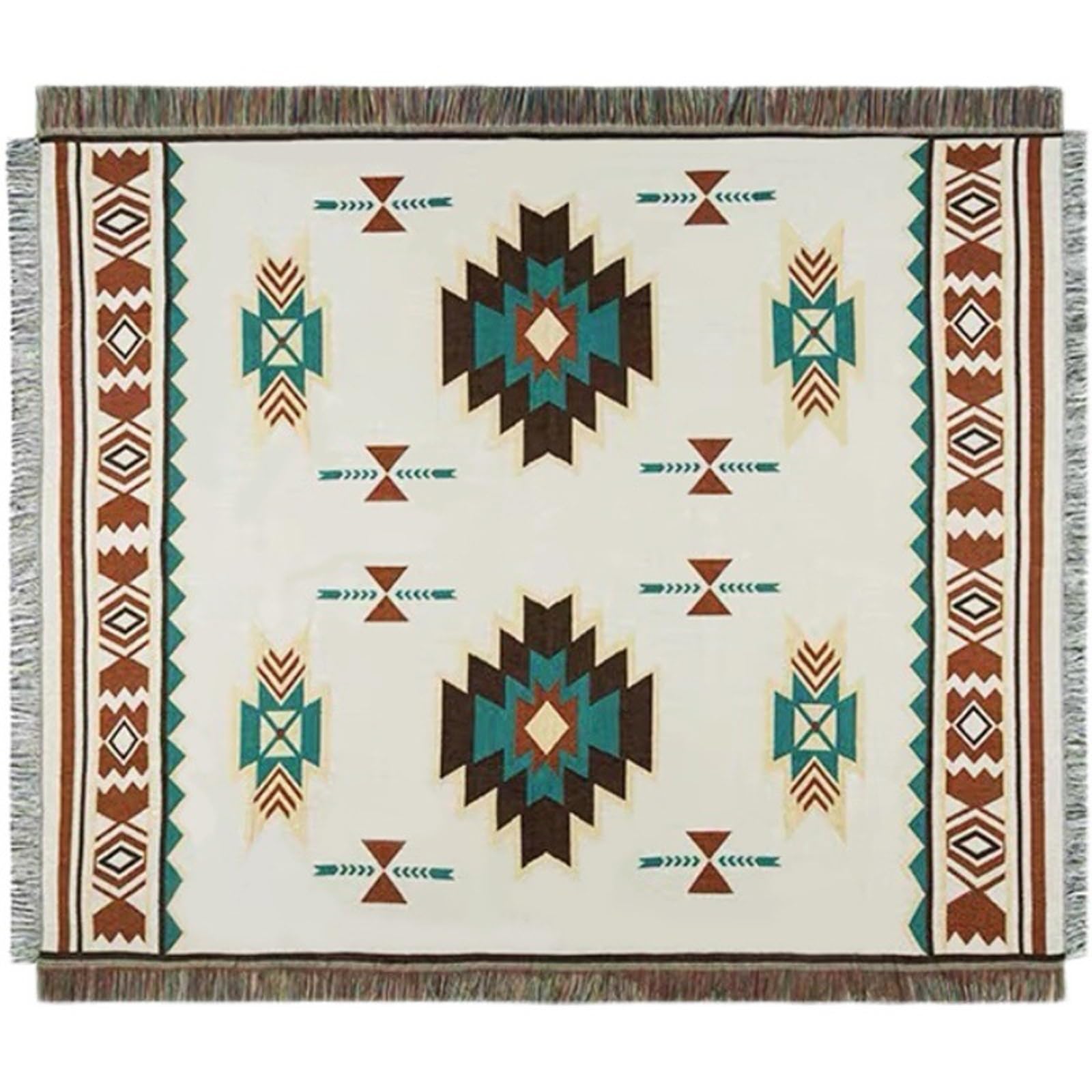 Tappetino Picnic Spiaggia, Coperta con Nappe, Coperta Etnica Righe BohéMien, per Tappeti Viaggio Divani(Brown 1,180 * 340cm)