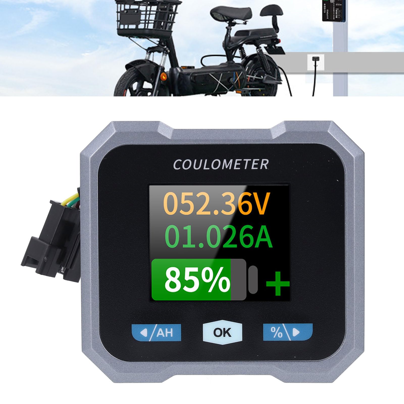 Monitor Batteria Intelligente, Monitor Batteria Shunt con Display LCD Bluetooth da 1,8 Pollici, Misuratore Carrello da Golf con Portata 10-100 V 50 A per Barca Moto