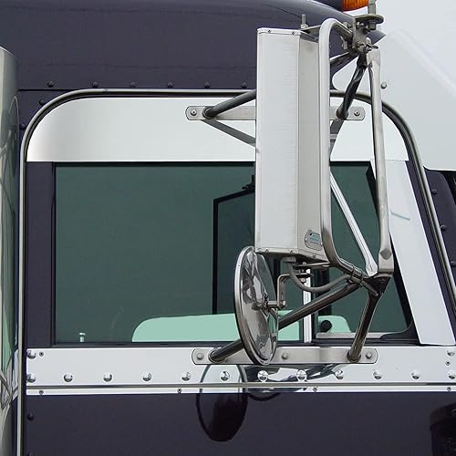 Miniatura 5 de RoadWorks 30436 - Tapas de acero inoxidable de 5 pulgadas para ventanas de cabina Peterbilt 1973-2004, acabado pulido