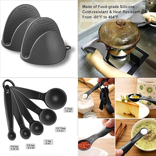 Miniatura 5 de ITZZO Juego de cocina utensilios de 19 piezas y juego de cuchillos con bloque, incluye utensilios de cocina de silicona de 9 piezas, 5 cuchillos de