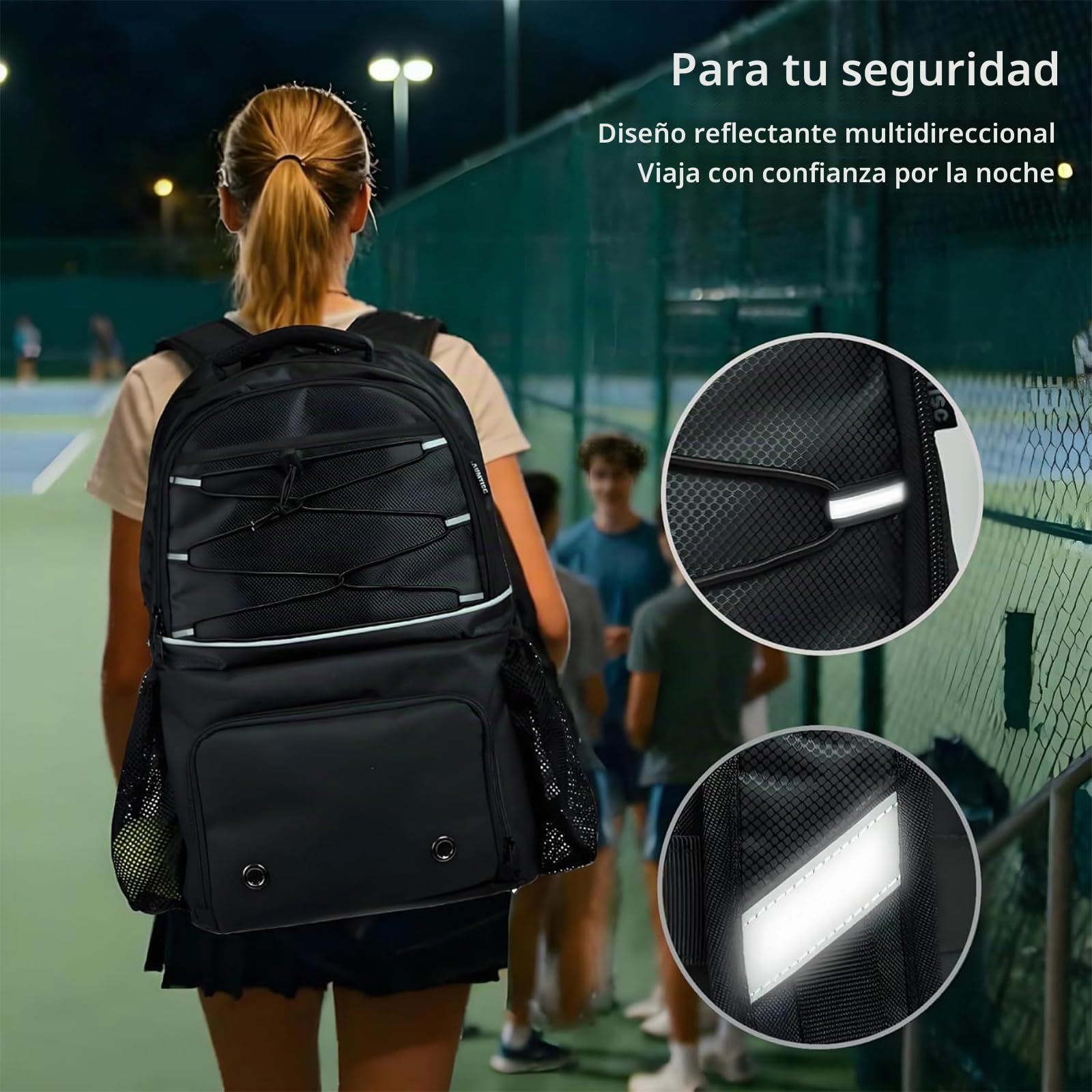 AUMTISC Mochila de Tenis con Compartimento para Zapatos, Bolsa de Tenis para Mujer y Hombre, Bolsa de Remo de Pickleball, Mochilas para bádminton, Squash, Gran Capacidad, Bolsa de Deporte