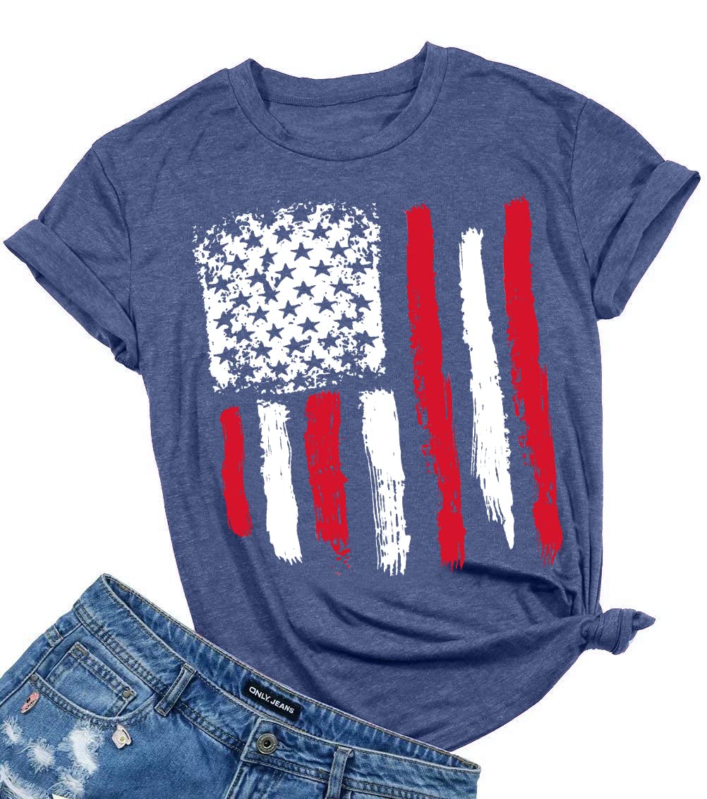 Patriotic Shirts for Women American Flag Shirt 4th of July Tshirt Graphic Tees Casual Short Sleeve Tee Top