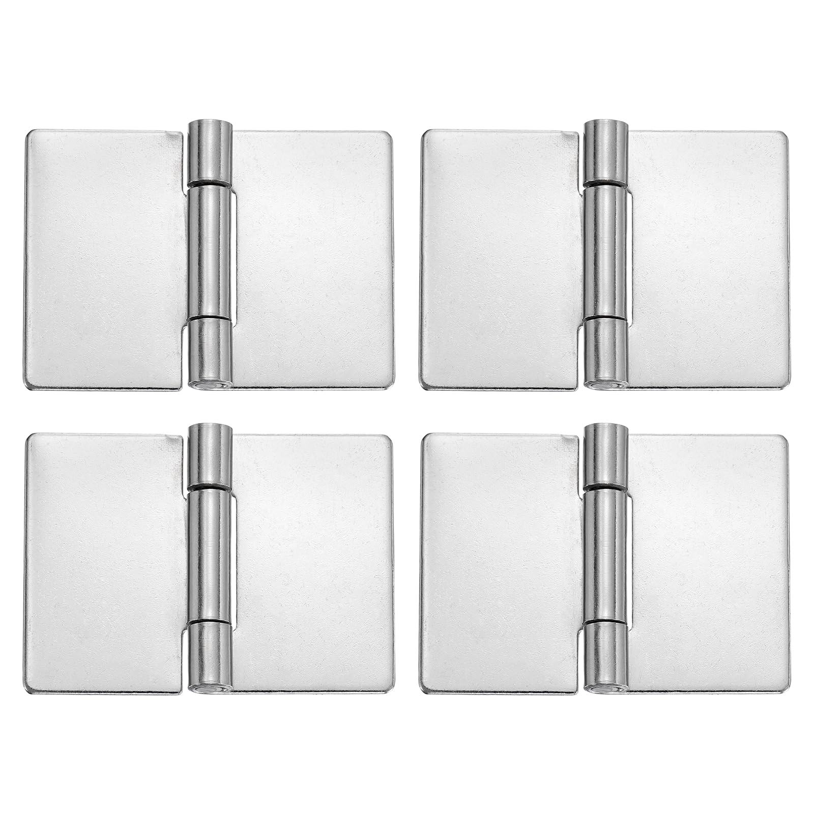 sourcing map 4 Pack Heavy Duty Weldable Hinges, 2" x 1.97" x 0.06" Weld on Butt Hinge 304 Stainless Steel Folding Metal Gate Hinges for Trailer Doors, Silver