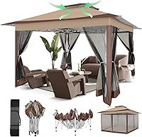 Vista 20 de COBIZI 10x10 Gazebos desplegables en oferta 11x11 Tienda de campaña con toldo fácil de montar al aire libre, Gazebo impermeable portátil