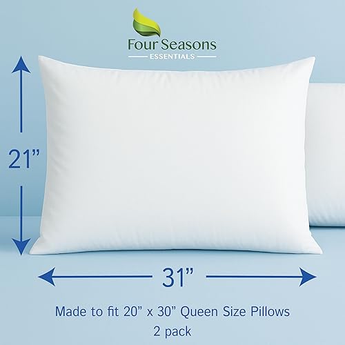 Miniatura 2 de Four Seasons Essentials Protector de almohada impermeable tamaño Queen (juego de 2)  Funda de almohada hipoalergénica con cremallera a prueba de