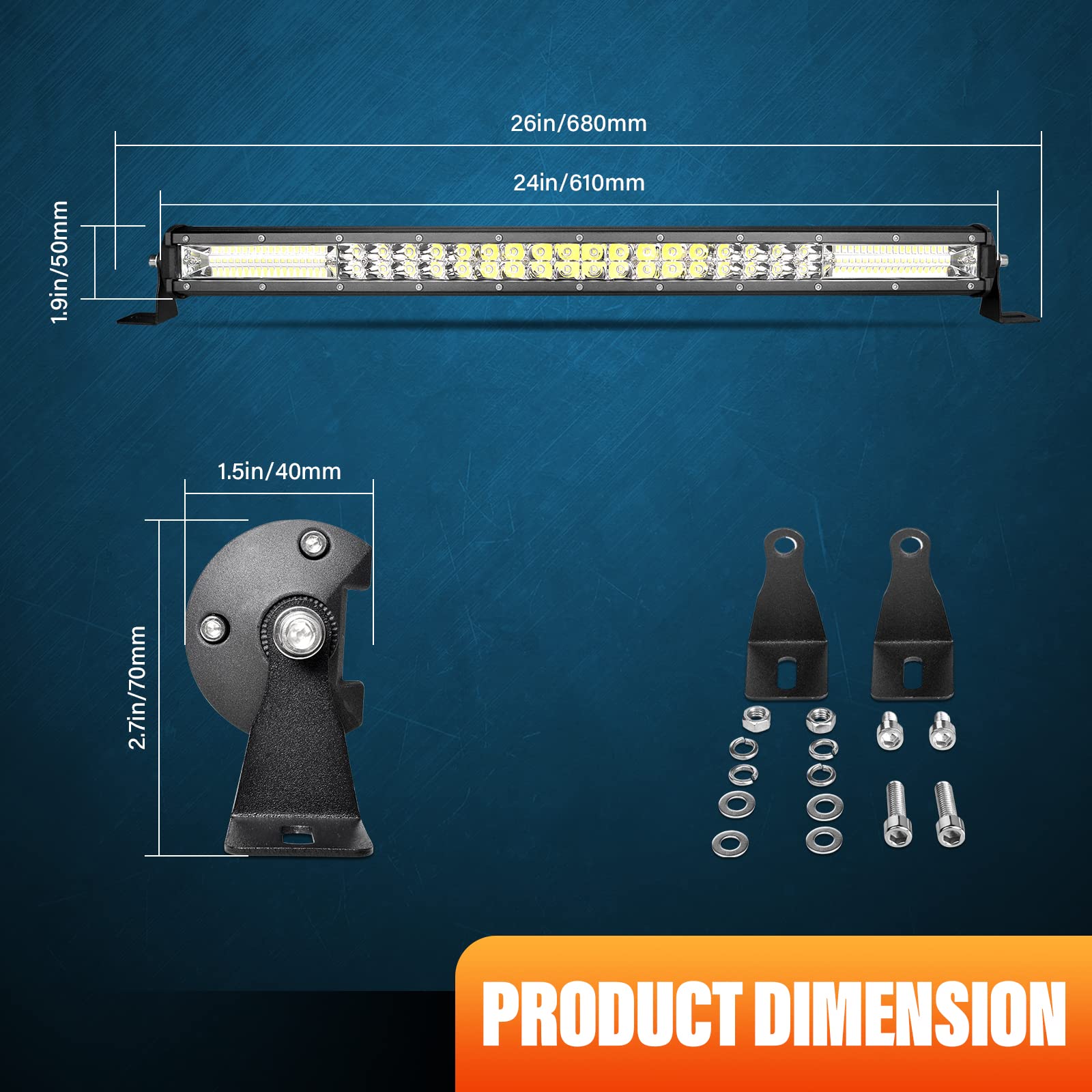 Willpower 25 Inch 162W Led Lichtbalk 12V 24V Led-verlichting Bar Waterbestendig IP67 LED Werklamp Mistlamp Led Light Bar Voor Vrachtwagen Tractor Auto Boot 4x4 Offroad met Draadharnas