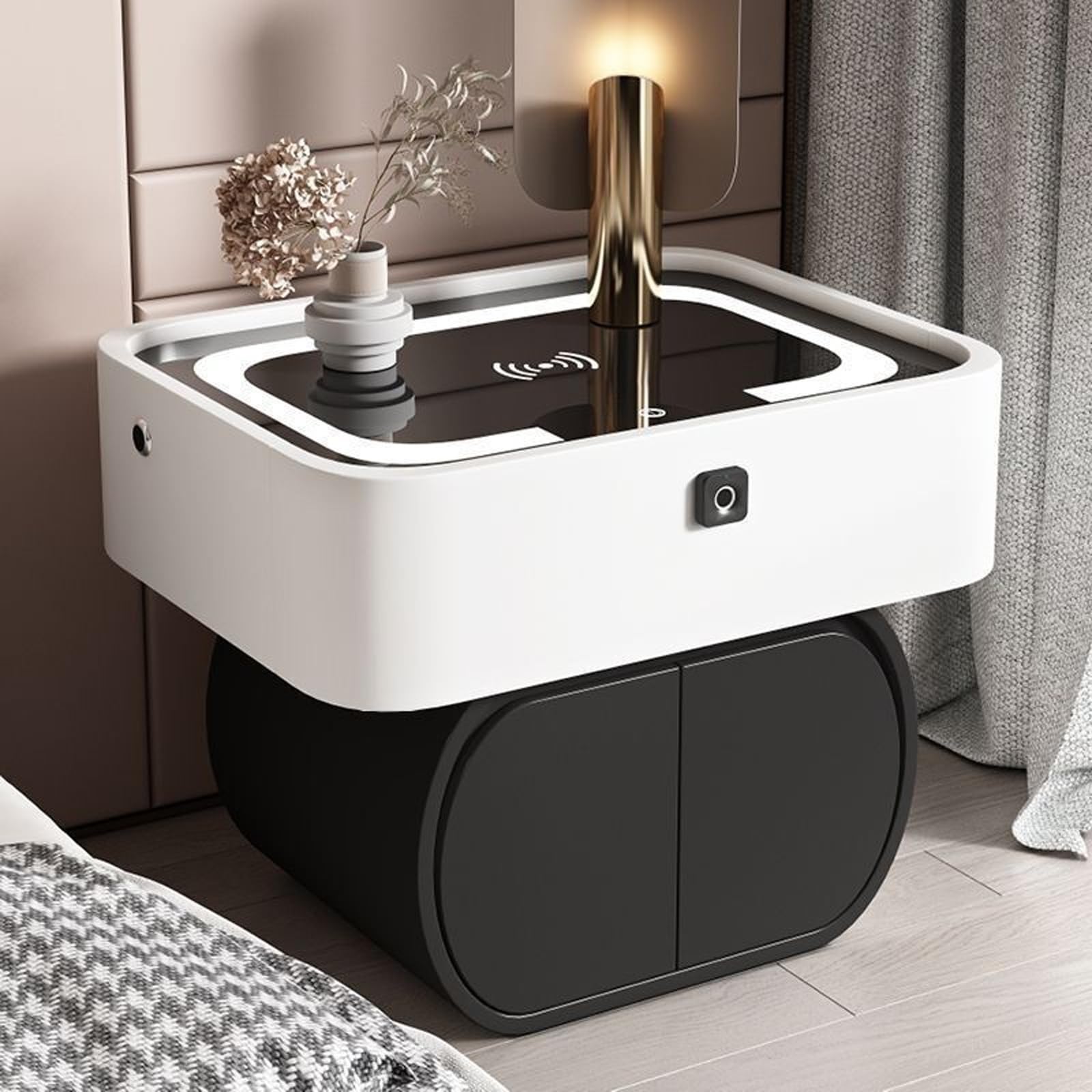 Table de chevet intelligente avec enceinte Bluetooth et verrou empreinte digitale