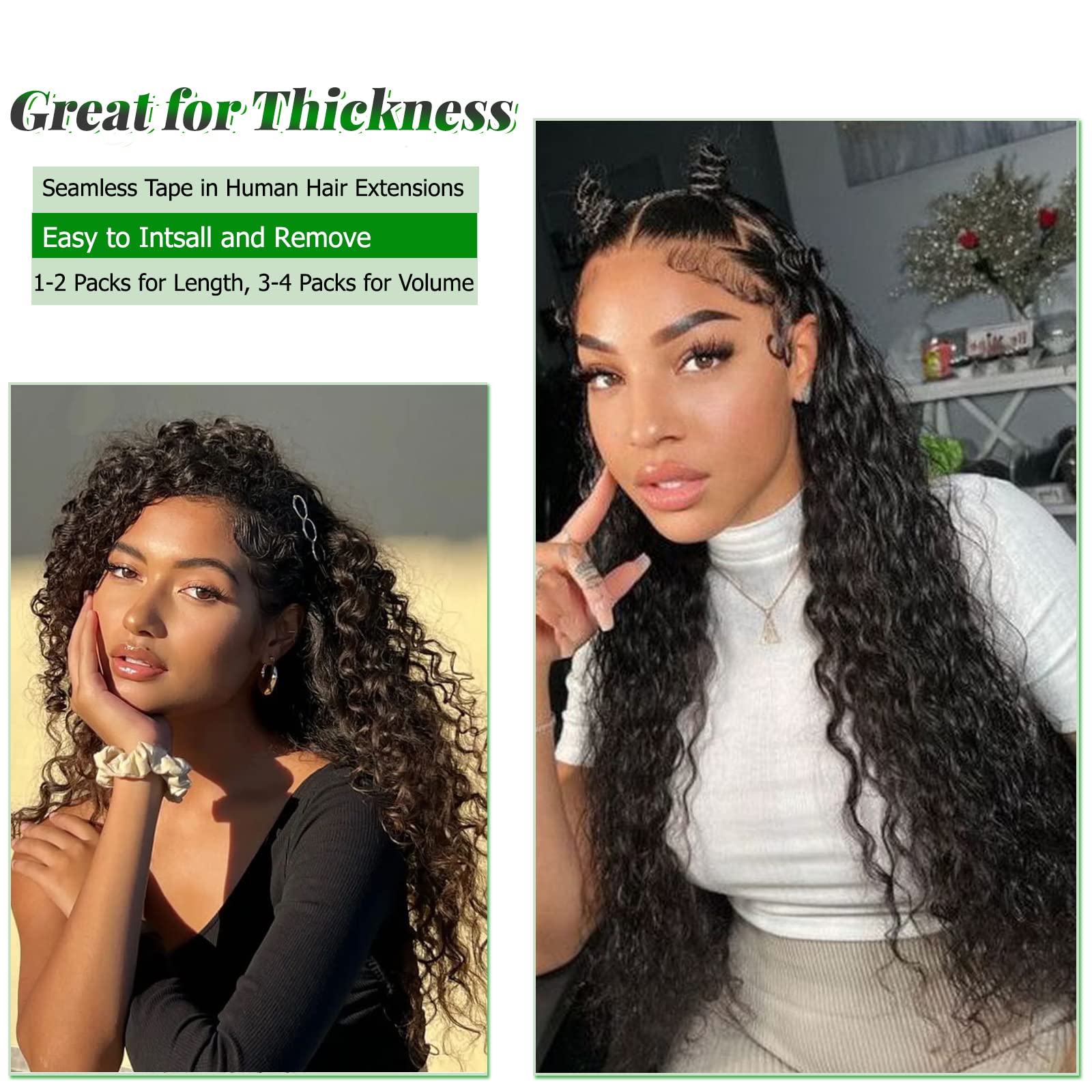 Amazon.com : Water Wave Tape in Human Hair Extensions 16  display picture 2
