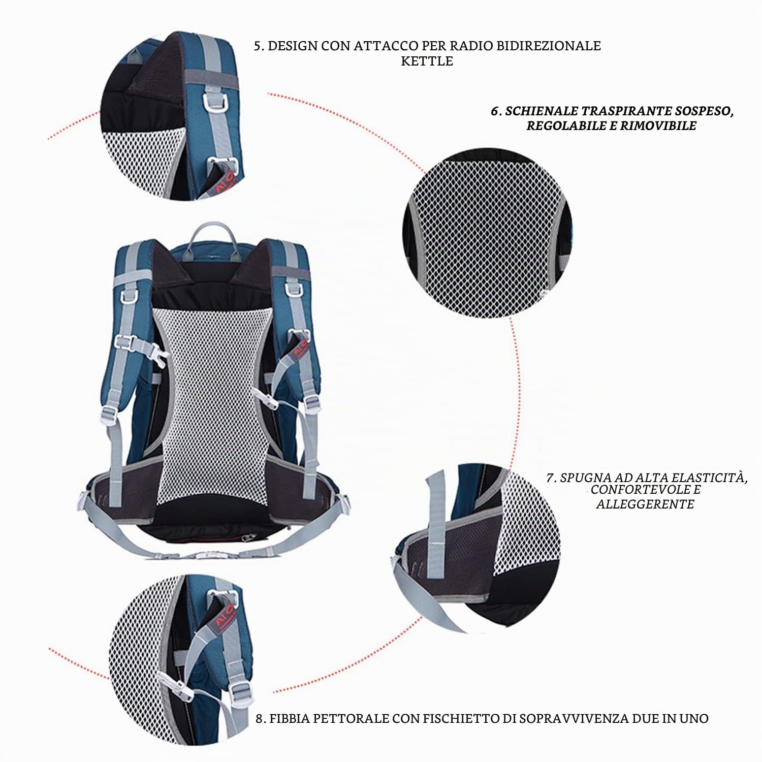 Zaino da alpinismo 30L Zaino da campeggio multifunzionale impermeabile ultraleggero Zaino per sport all'aria aperta Zaino da alpinismo