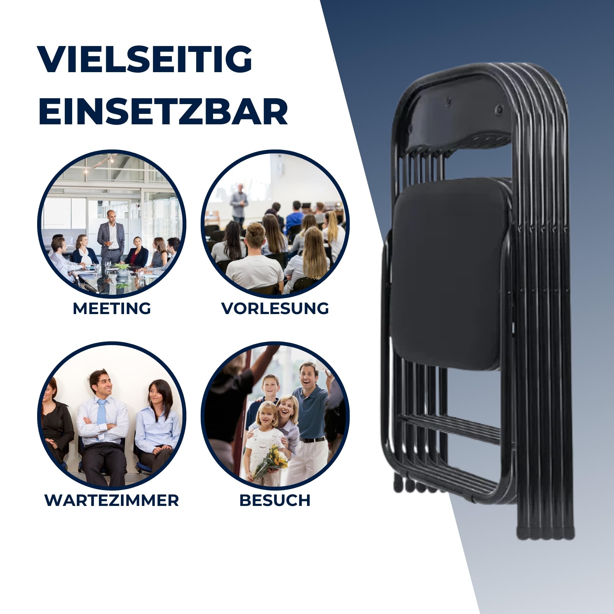 ALBATROS Klappstuhl Manitu 4er Set, Klappstühle Starker Metallrahmen Faltbarer Stuhl Besucher Konferenz Gast Stuhl