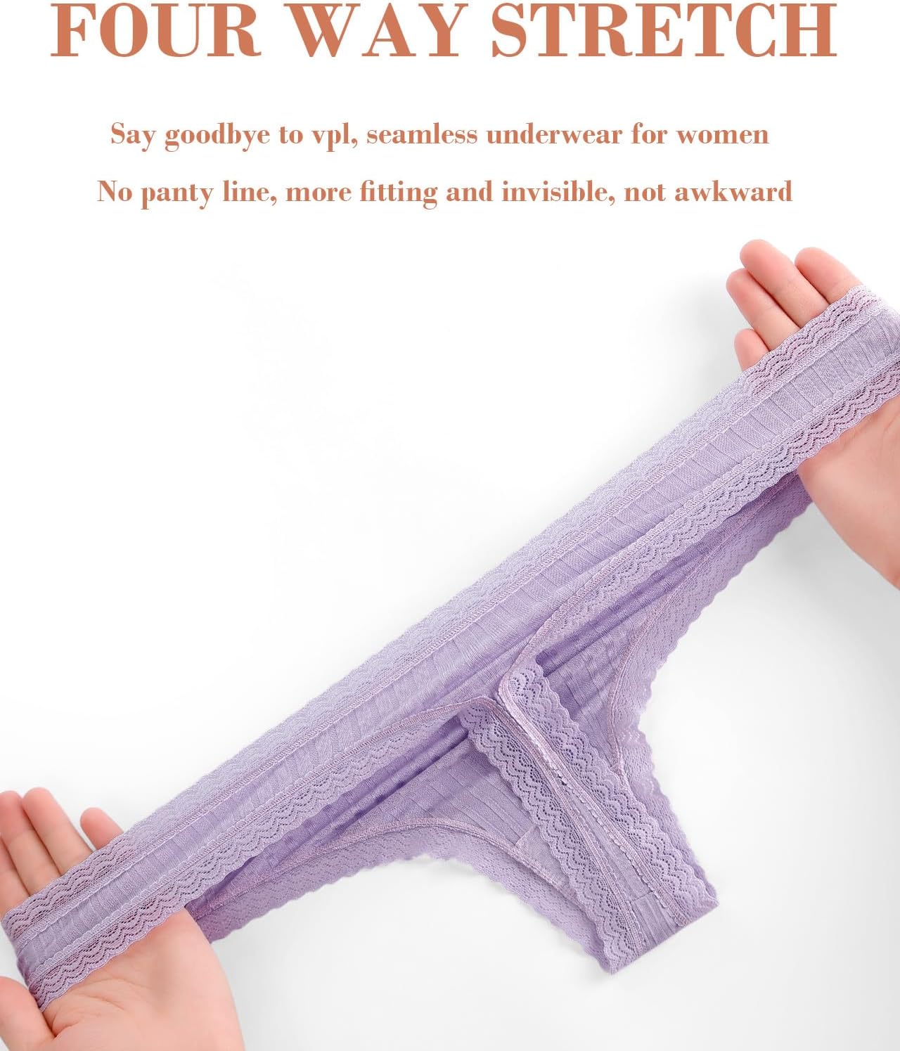 KNITLORD Super Soft Women's Thongs Lace Underwear Breathable Viscose Panties Sexy No Show Undies 5 Pack - Image 6