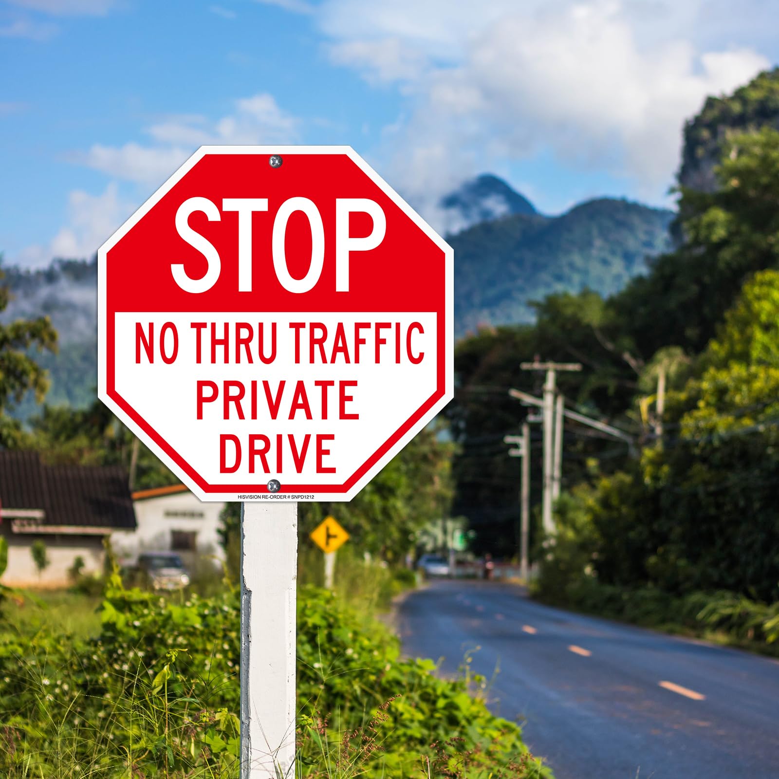 Schilder-Set „Private Drive, No Thru Traffic“ – 2 Stück, 30,5x30,5 Cm, Reflektierendes Aluminium | Wetterfest & UV-geschützt