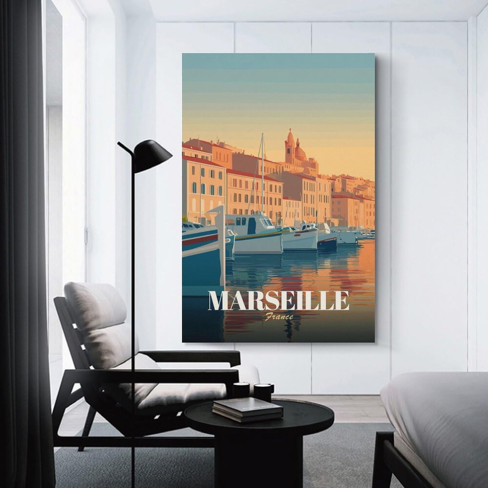 Junmoney Canvas Wall Art Marseille France Travel (2), 16x24inch(40x60cm), for Living Room, Lounge Or Sitting Room, Canvas Styling for A Polished Room Look