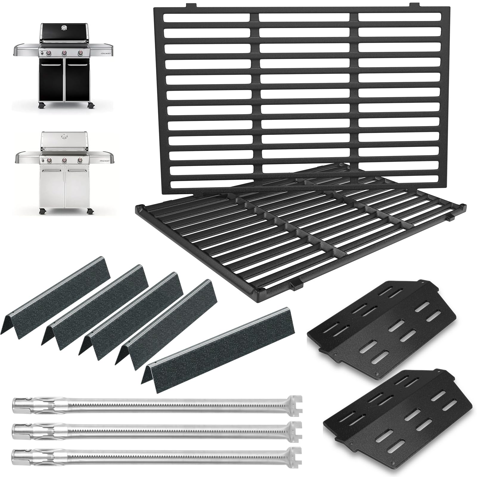 Grill Parts Kit for Weber Genesis 300 310 330 Genesis E330 E310 S310 S330 EP330 S320 E320 Grill Parts 17.5" Flavorizer Bars, Genesis 7528 Grates Heat Deflector Grill Parts Kit, 3Pcs 62752 Burner Tube