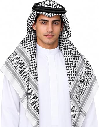 JPXH Arab Shemagh Head Scarf for Men, Keffiyeh Costume Wrap