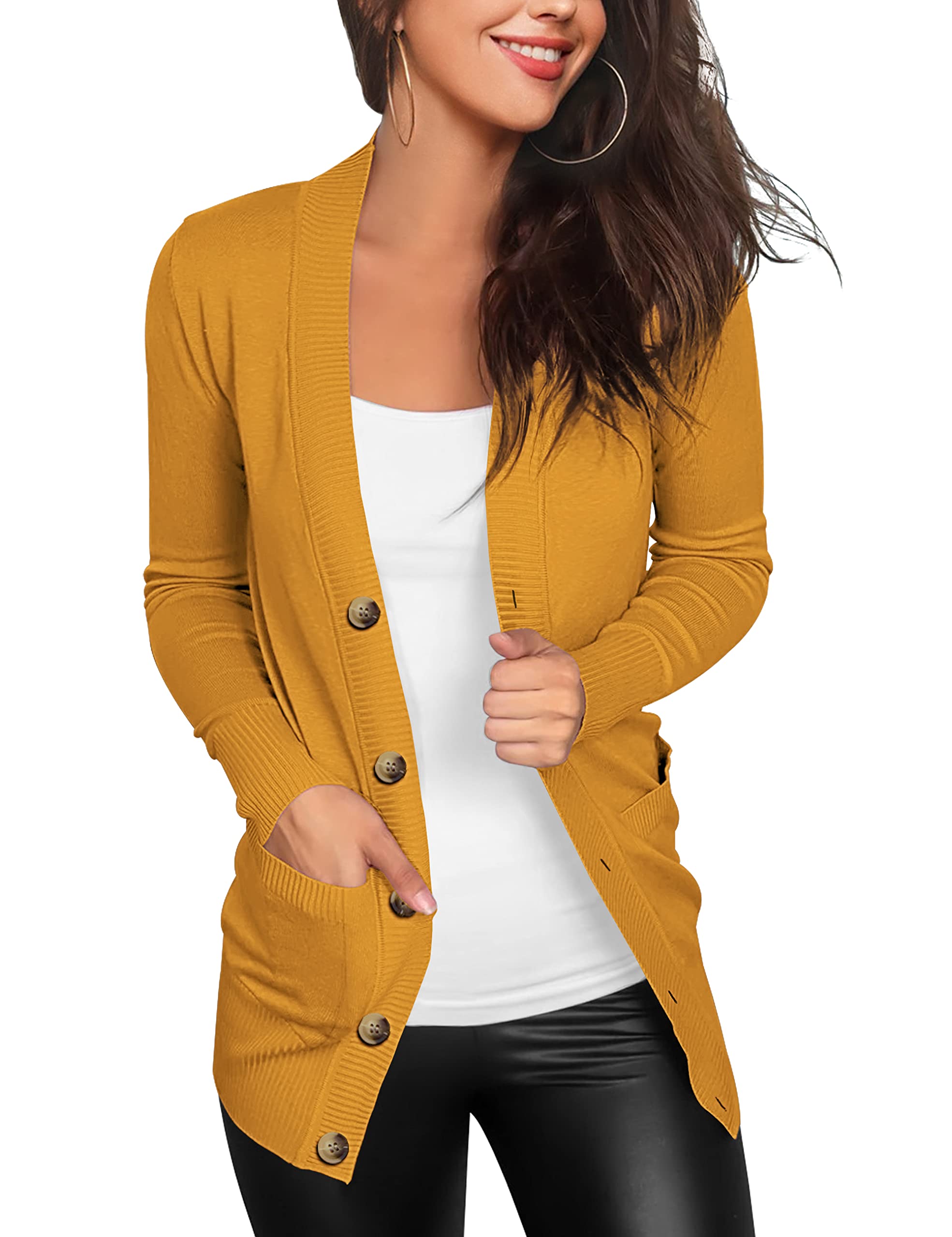 VERABENDI Women's Lightweight Cardigan Sweater Snap Button Front