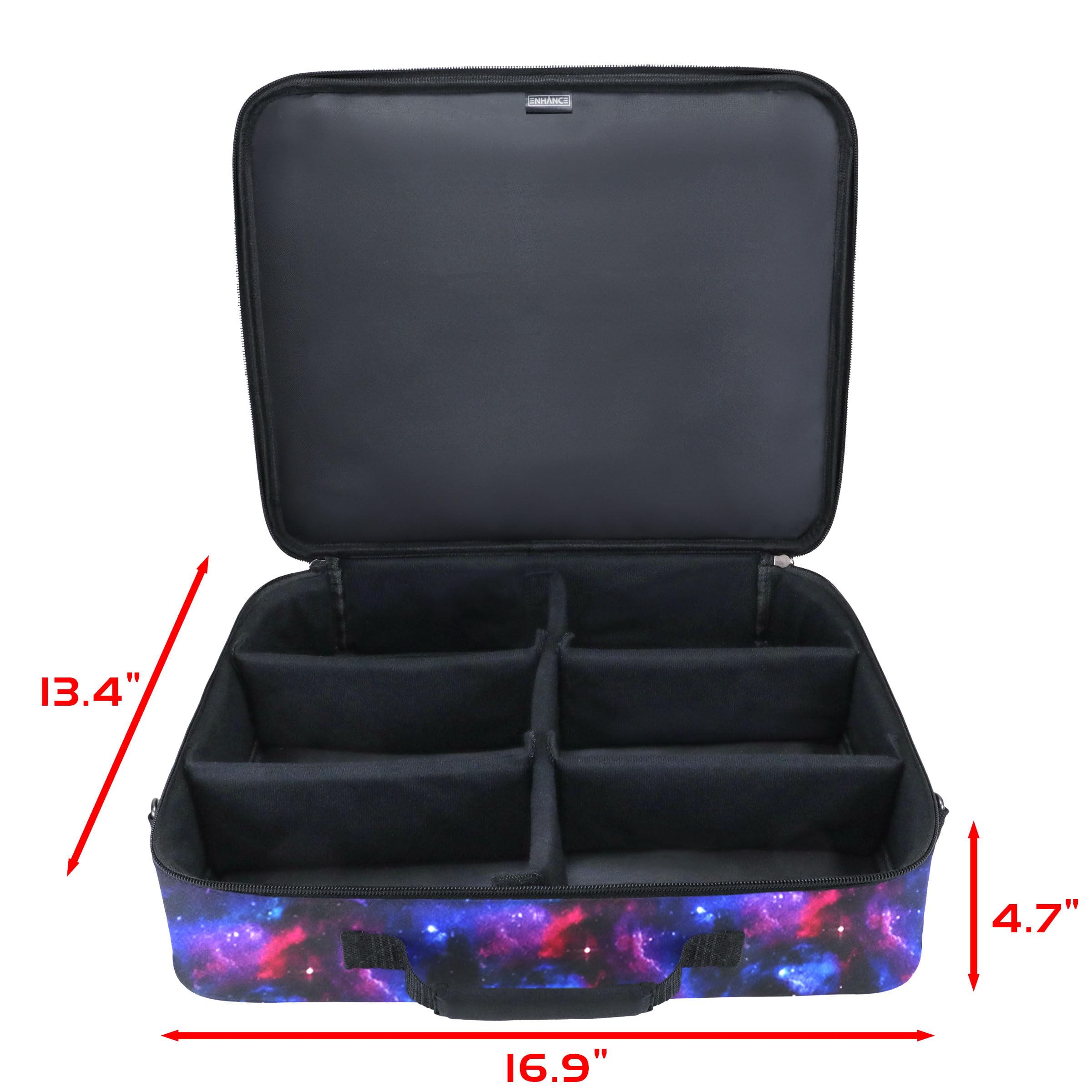 ENHANCE Designer Edition TCG-Tasche - MTG-Umhängetasche mit anpassbaren Trennwänden und Zubehörtasche für Deckboxen - Kartenaufbewahrung kompatibel mit Magic The Gathering, Pokemon, Lorcana (Galaxis)