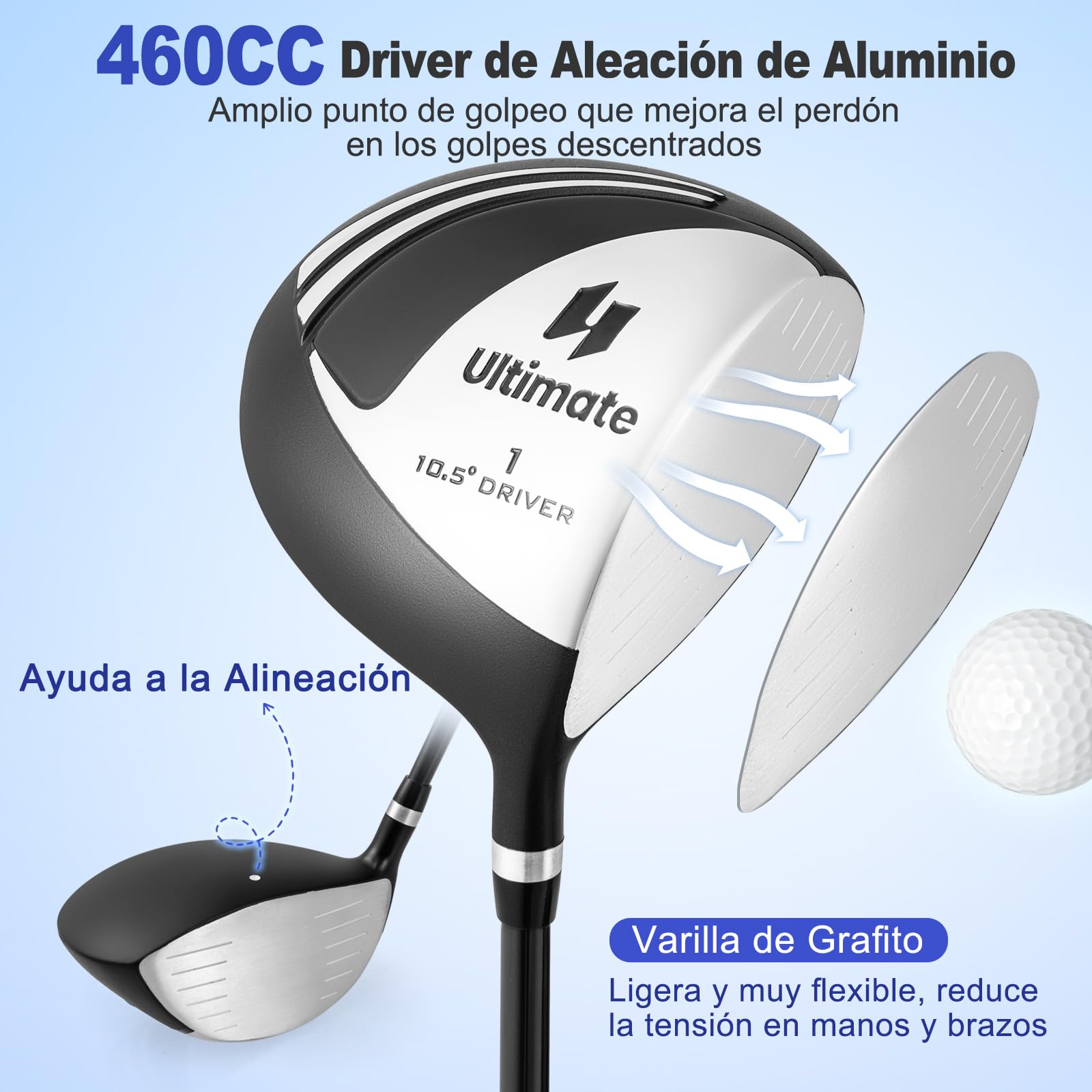 GYMAX Juego Completo de Palos de Golf para Hombre, Juego de Golf con Bolsa de Soporte, Bolsa trípode con 7 Compartimentos, Putter, 3 Maderas: Driver#1, Fairway#3, Hybrid#4, 5 Hierros