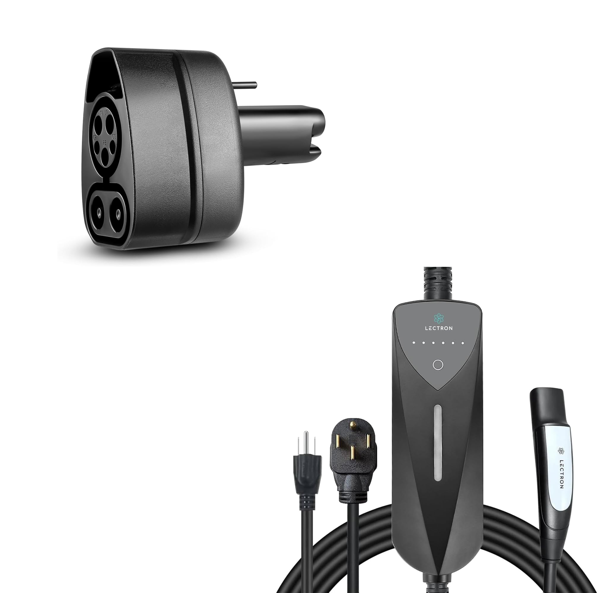 Bundle - Level 1/2 (8A - 40A) Tesla NACS Portable EV Charger Compatible with All NACS Electric Vehicles & CCS to NACS Adapter for Tesla Model S, 3, X, Y & All NACS EVs (500A / 1,000V)