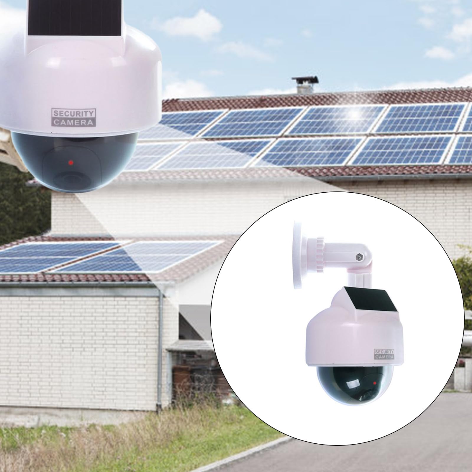 Telecamera di sicurezza finta di energia solare simulata di sorveglianza simulata con luce LED lampeggiante