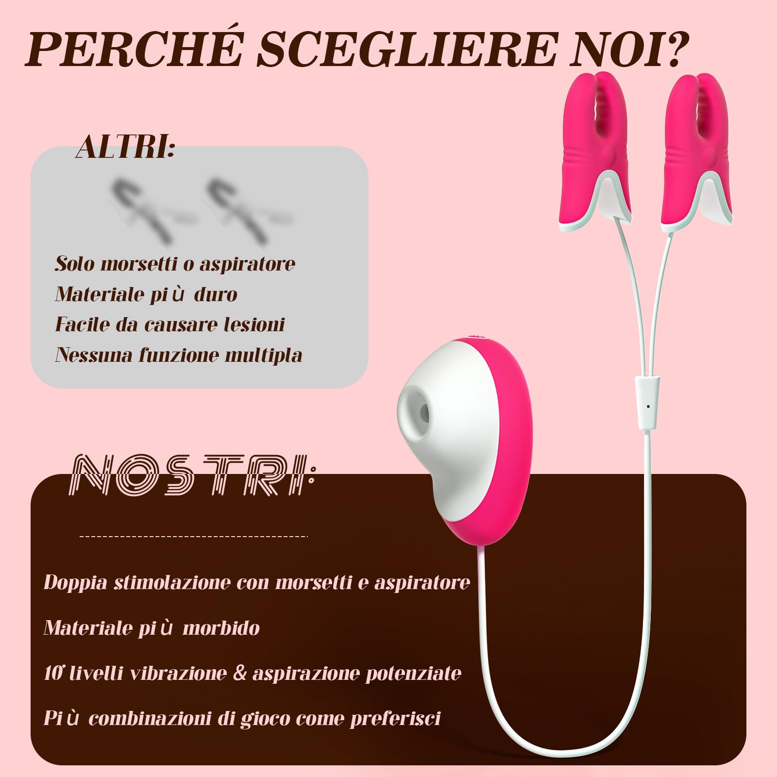 Pinze per Capezzoli Vibratore Giochi Erotiici per Coppie - Sexytoysys Vibratoreper Donna Professionale Sex Toys Succhia Stimolatore Clitoride Femminile, Vibratori Bdsm Toy Sessuali per Adulti Sexy