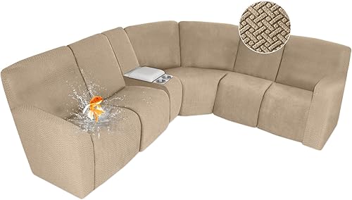 Miniatura 83 de ALIECOM Fundas 100% impermeables para sofá seccional reclinable en forma de L, funda elástica para sofá seccional reclinable de esquina, protector