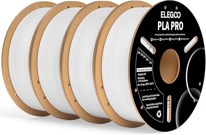 ELEGOO PLA PRO Filament 1.75mm White 4KG, Improved Rigidity 3D Printer Filament...