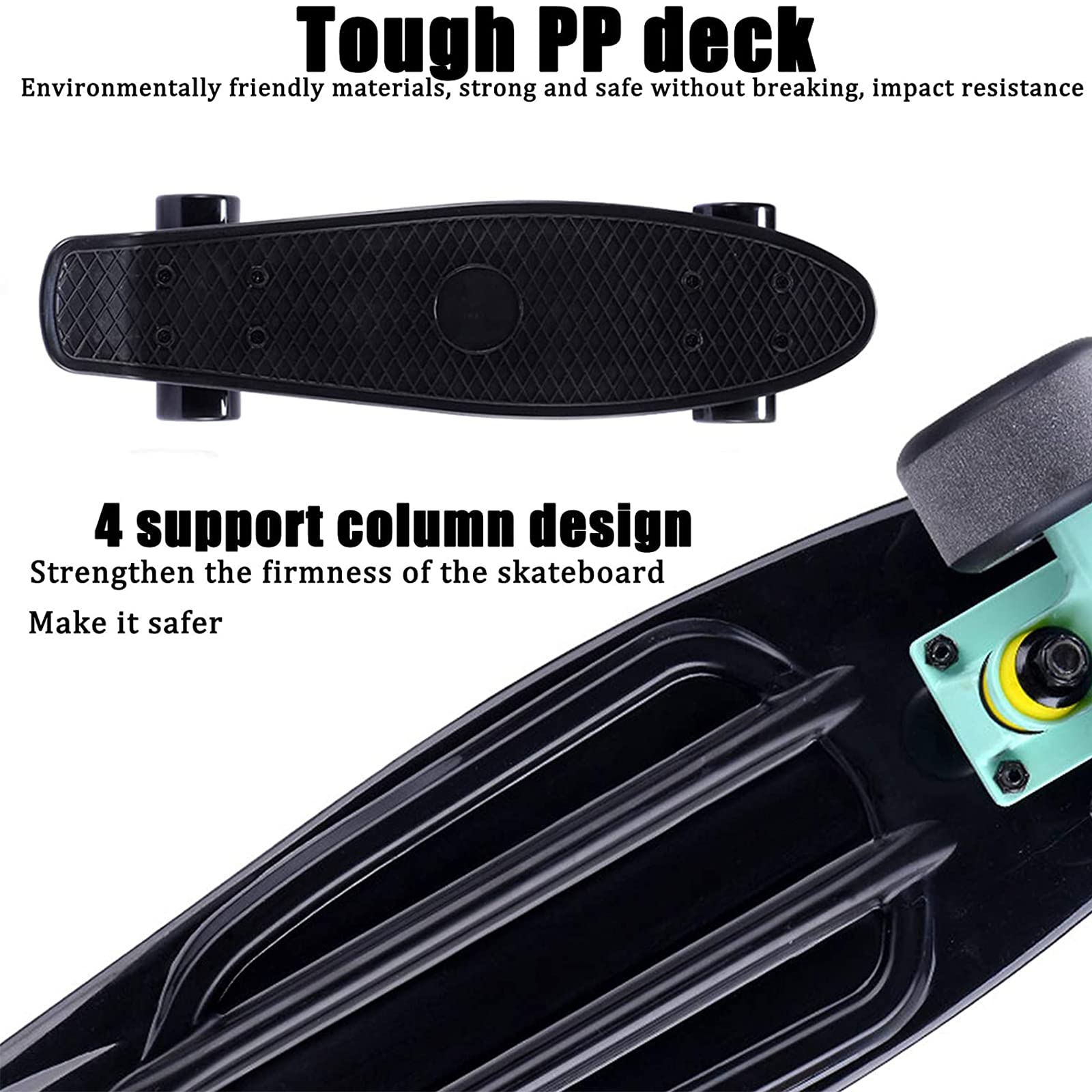 Mini Skateboard 22'' Complete Cruiser Planche à Roulette pour Enfants Adolescents Jeunes Adultes, Skateboard Débutants Entièrement Assemblé avec Équipement de Protection et Outils de Réglage