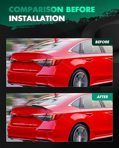 Miniatura 6 de SCITOO Alerón de alerón de ventana trasera ABS para Honda Civic 4dr Sedan negro brillante alerón trasero para maletero 2022-2023