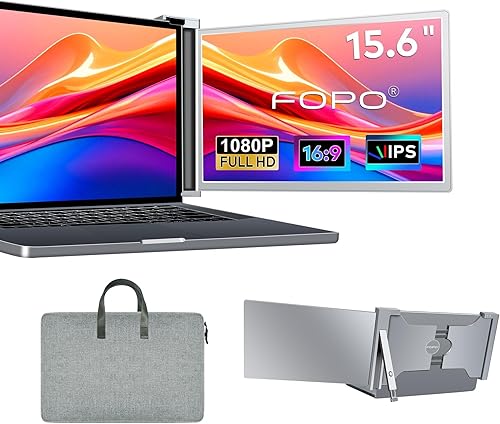 Miniatura 10 de FOPO Monitor portátil extensor de pantalla para portátil de 15.6", monitor cuádruple, solo 1 cable para 3 pantallas, extensor de pantalla IPS FHD