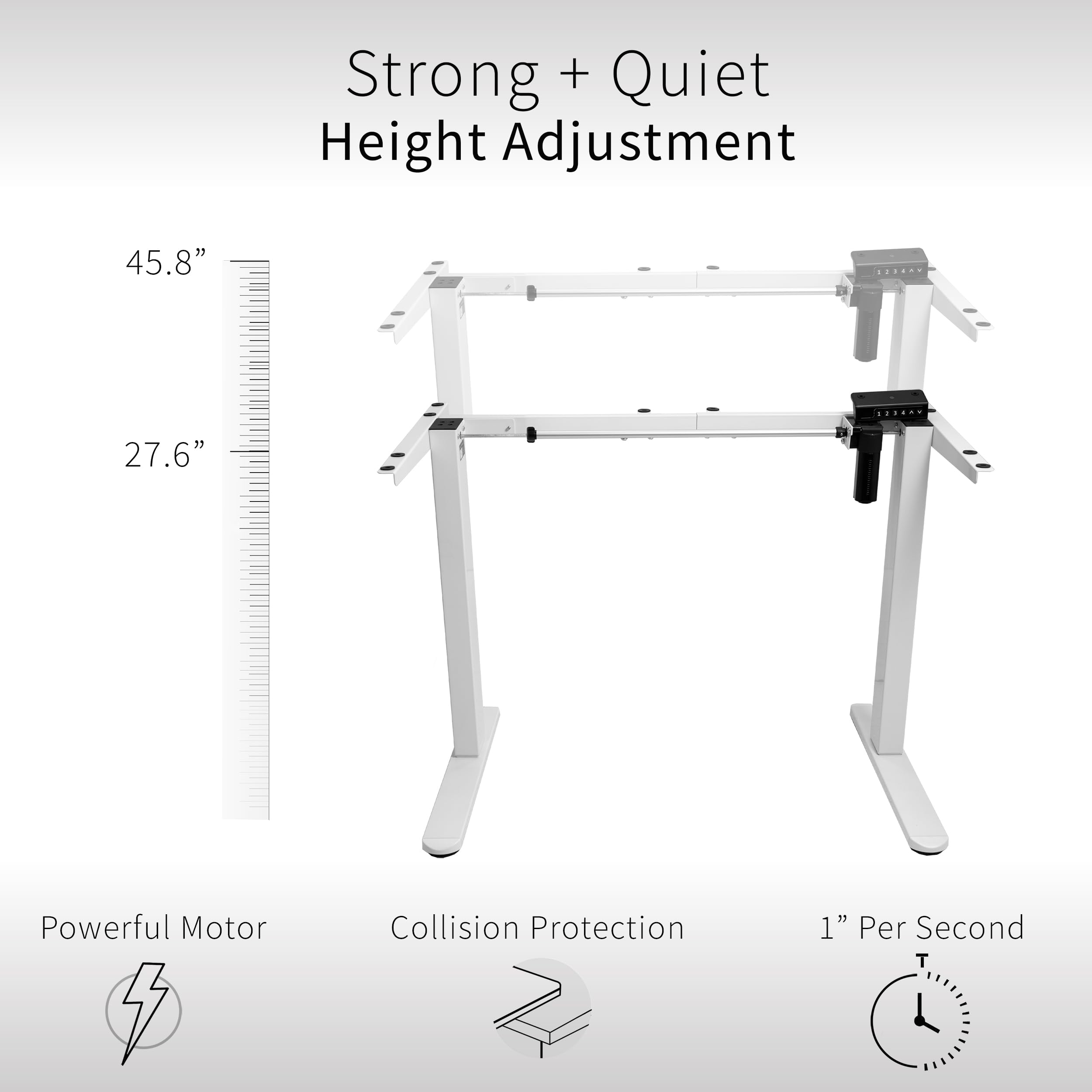 VIVO Electric Standing Desk Frame Rear-Set Legs Single Motor Memory Controller Height Adjustment Frame Only White DESK-100E-RW — view 6