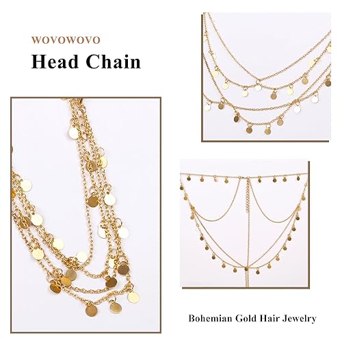 Miniatura 3 de WOVOWOVO Diademas doradas para la cabeza para mujeres y niñas, disfraz de diosa, lentejuelas, accesorios de joyería para el cabello, festival de