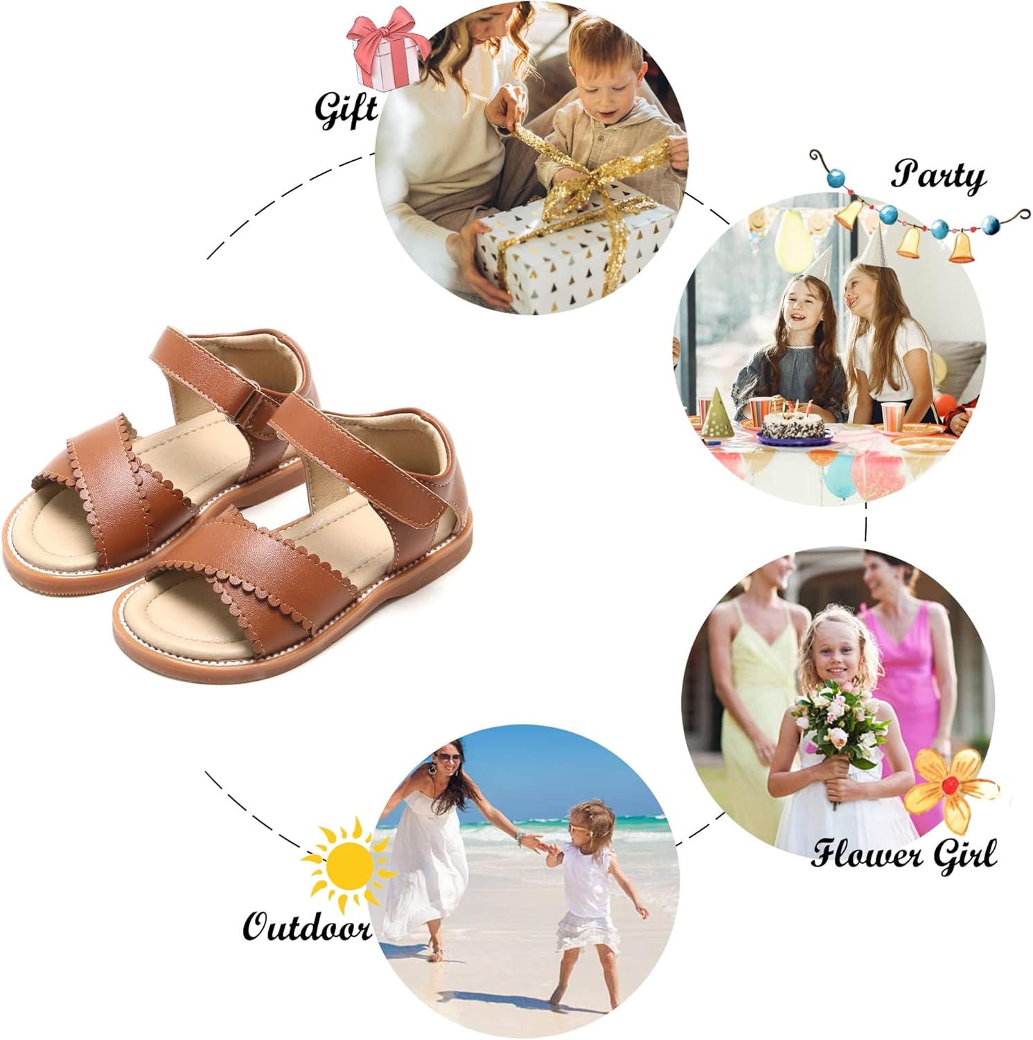 Felix & Flora Toddler Girl Sandals -Flower Girl Dress Shoes Open Toe Little Kid Summer Flats - Image 5