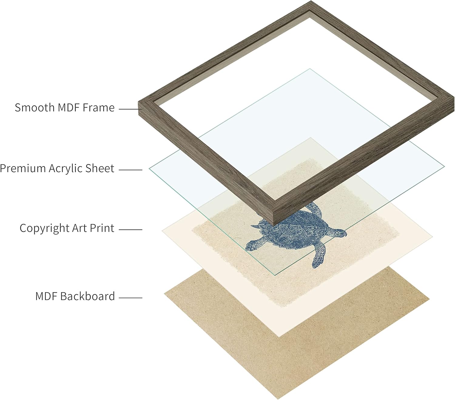 Bathroom Seashell Wall Art Framed: 3 Pieces Beach Coastal Turtle Artwork Ocean Seascape Painting Octopus Picture Print on Small Photo for Bedroom (9x9)