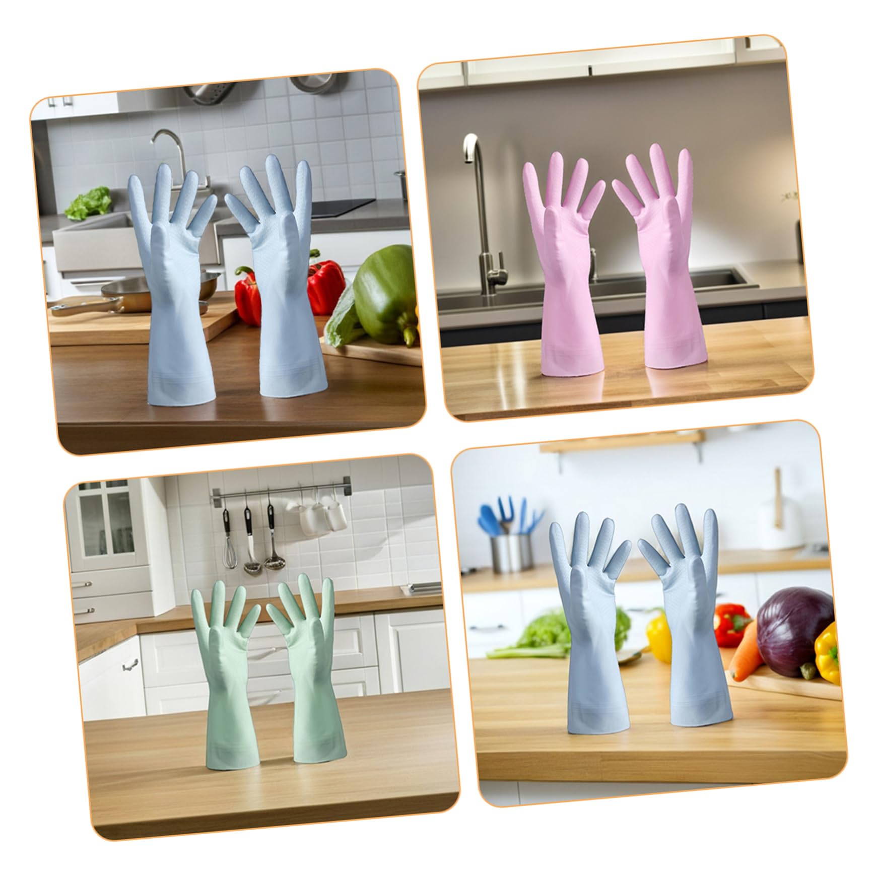 Hemobllo Guanti per Lavare i Piatti in PVC Impermeabili Riutilizzabili 6 Paia Guanti da Cucina Flessibili per Protezione Mani Pulizia Superfici