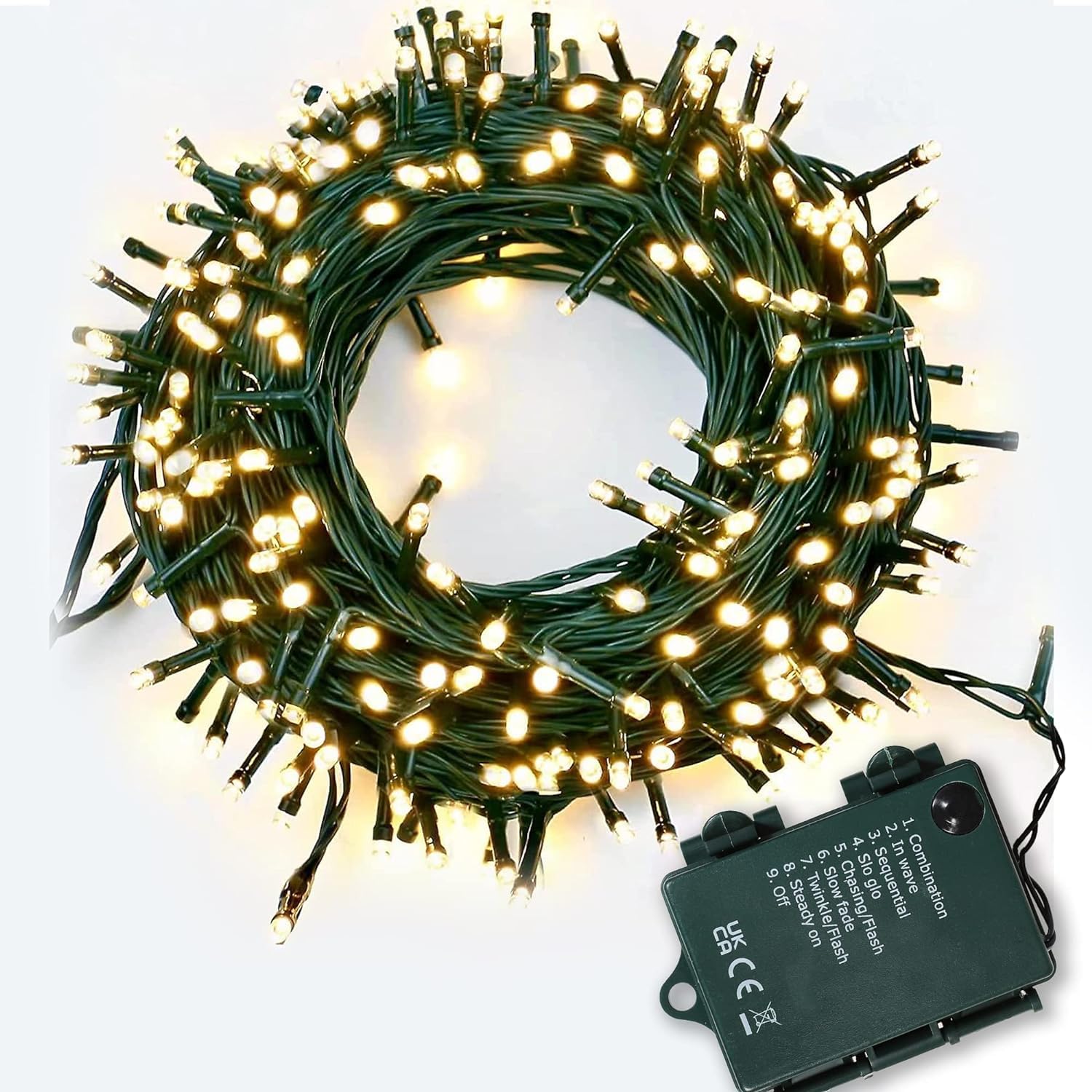 SHATCHI 50 Warm White LEDs Battery Operated Fairy Lights Waterproof Indoor/Outdoor 8 Changing Modes Timer Christmas Wedding Party Birthday Decorations โ image 1