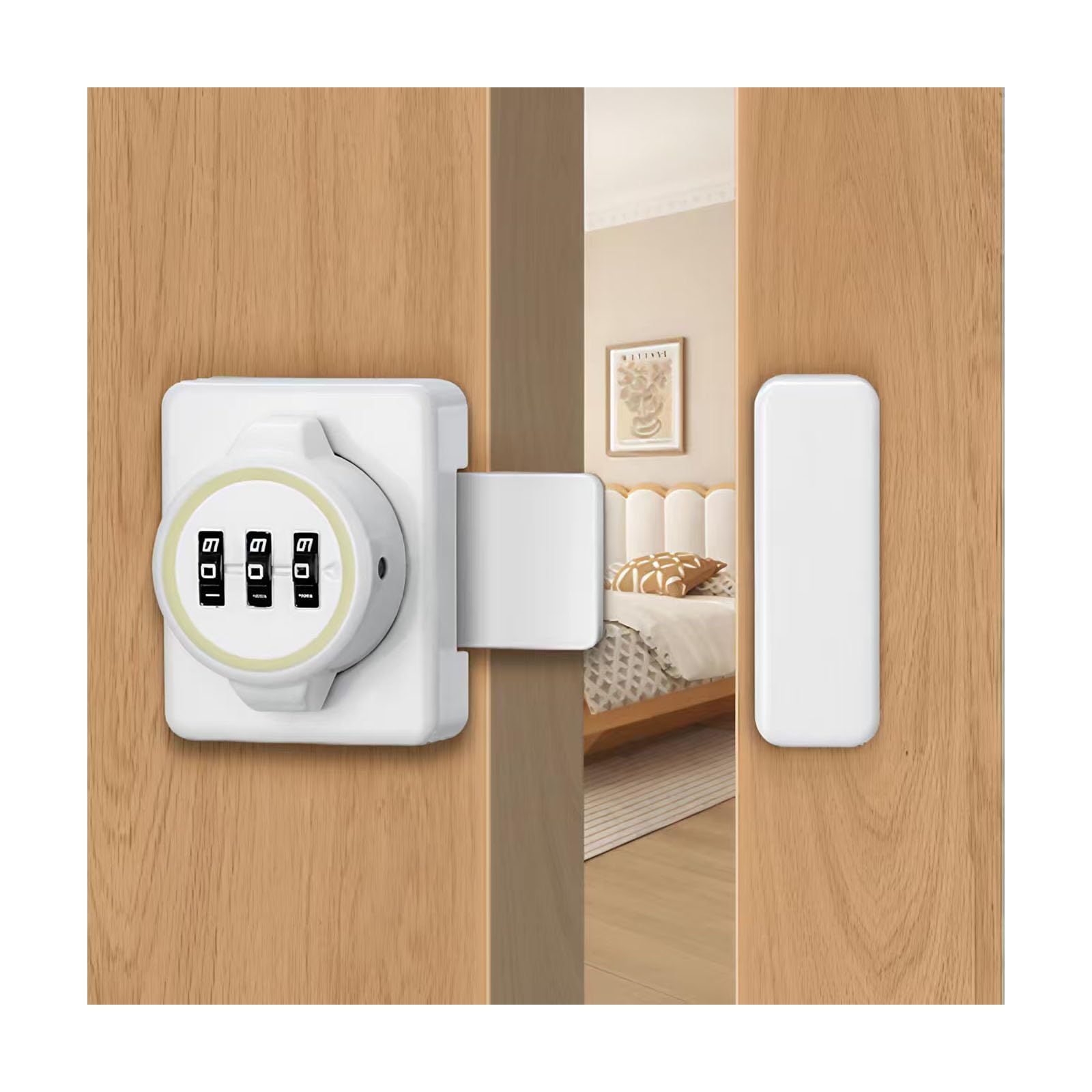 Cabinet Lock, Keyless Combination Door Lock,Zinc Alloy, 3-Digit Password,with Fluorescence Circle,White - Image 4