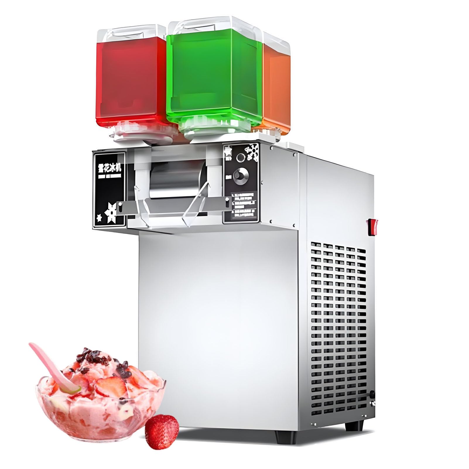 Genérico Máquina Comercial para Hielo raspado, enfriamiento rápido, 9 velocidades Ajustables, máquina de Hielo de Acero Inoxidable para granizados, 1200 W (1200 W)