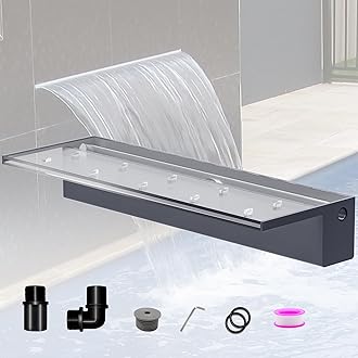 Pond Waterfall Blade Kit, 60cm Acrylic Pool Fountain with Accessories, Width 20cm Spillway Water Feature Waterfall Cascade for Garden Patio Pond Decoration