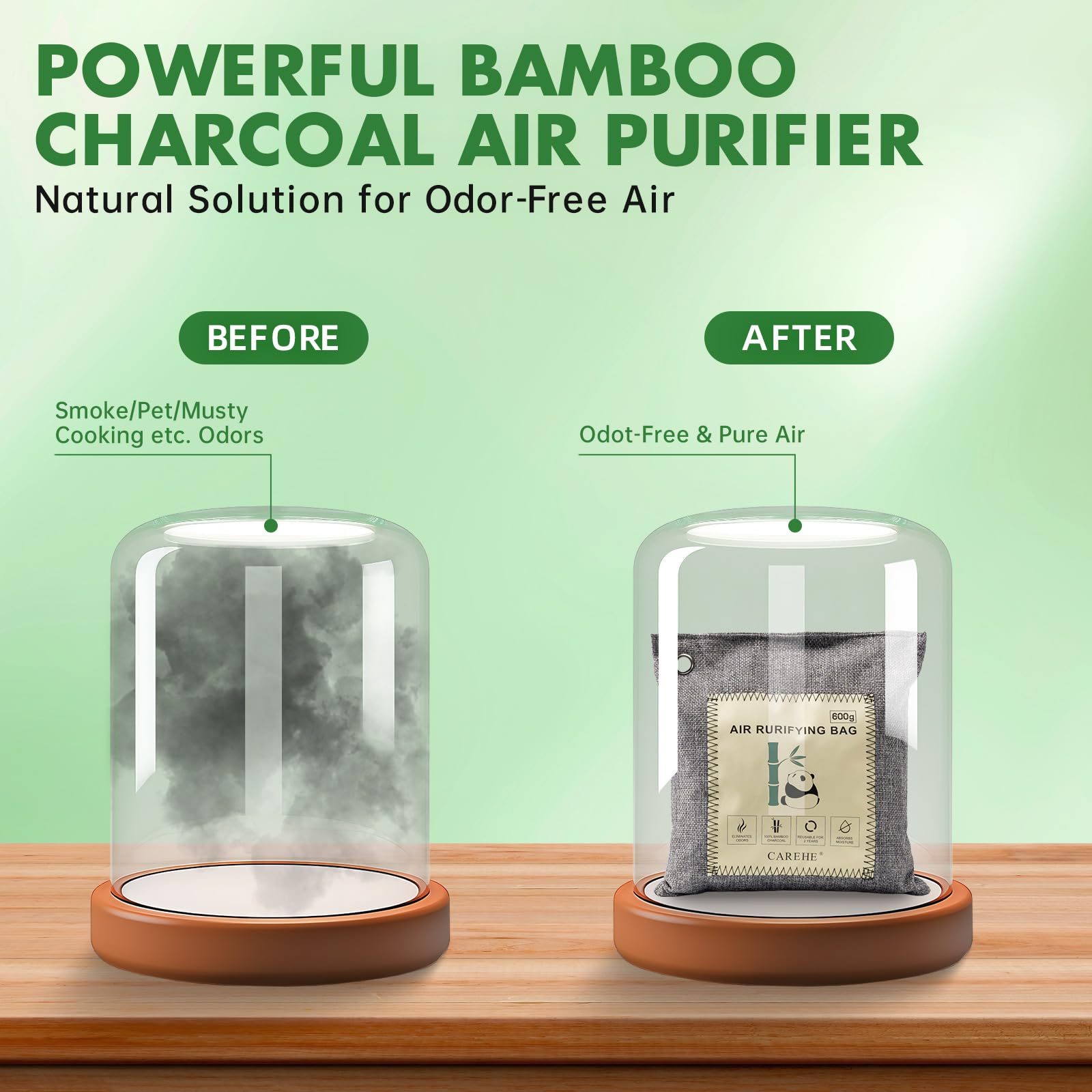 Grande eliminatore di odori al carbone attivo per odori forti, sacchetti di carbone di bambù, assorbe gli odori naturali per casa, auto, armadio e aree per animali domestici, purificatore d'aria