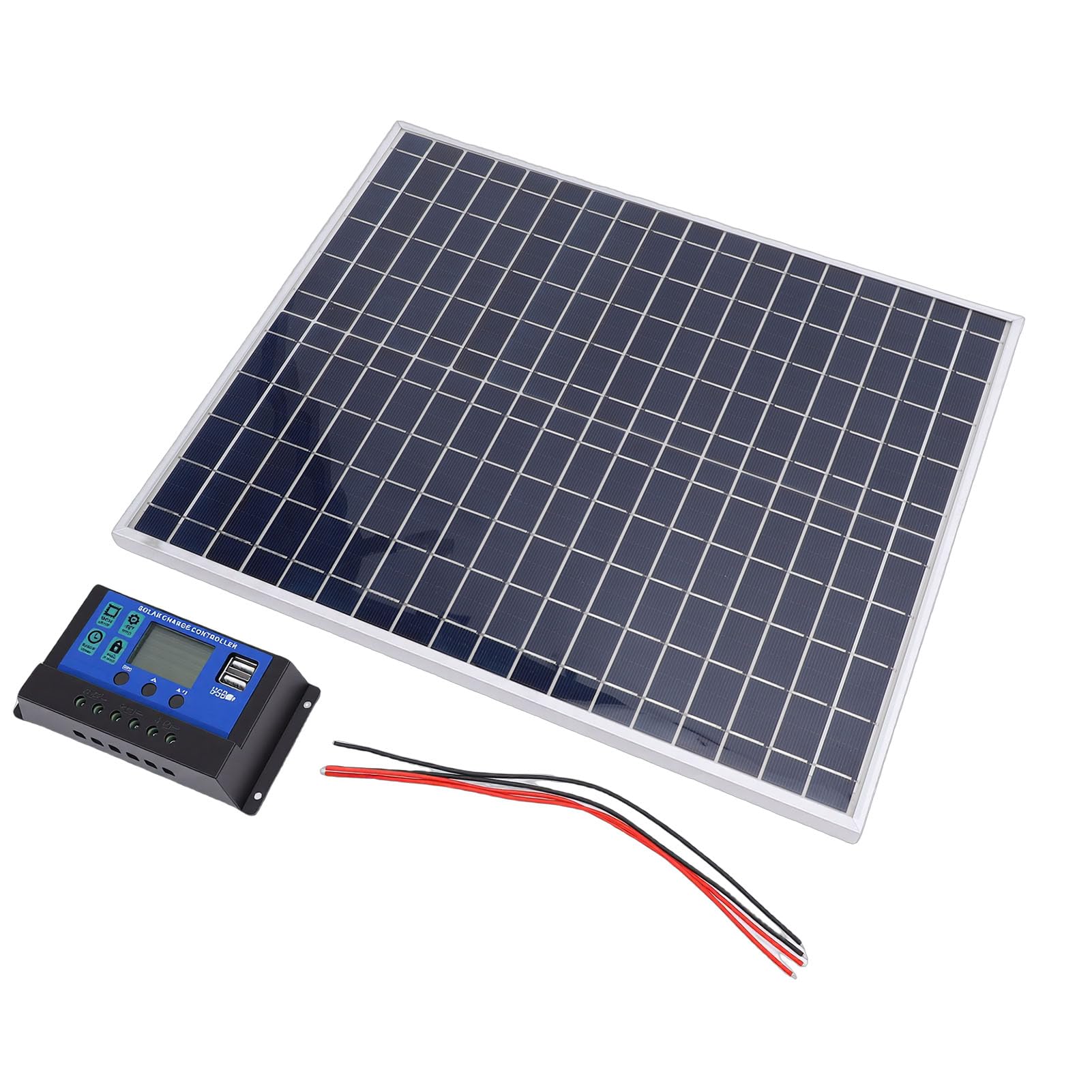 22-W-Solarpanel-Kit, Polykristallin mit 100-A-Controller, Dual-USB-Ausgang für Wohnmobil, Boot, Camping, Smartphone-Akkuladung