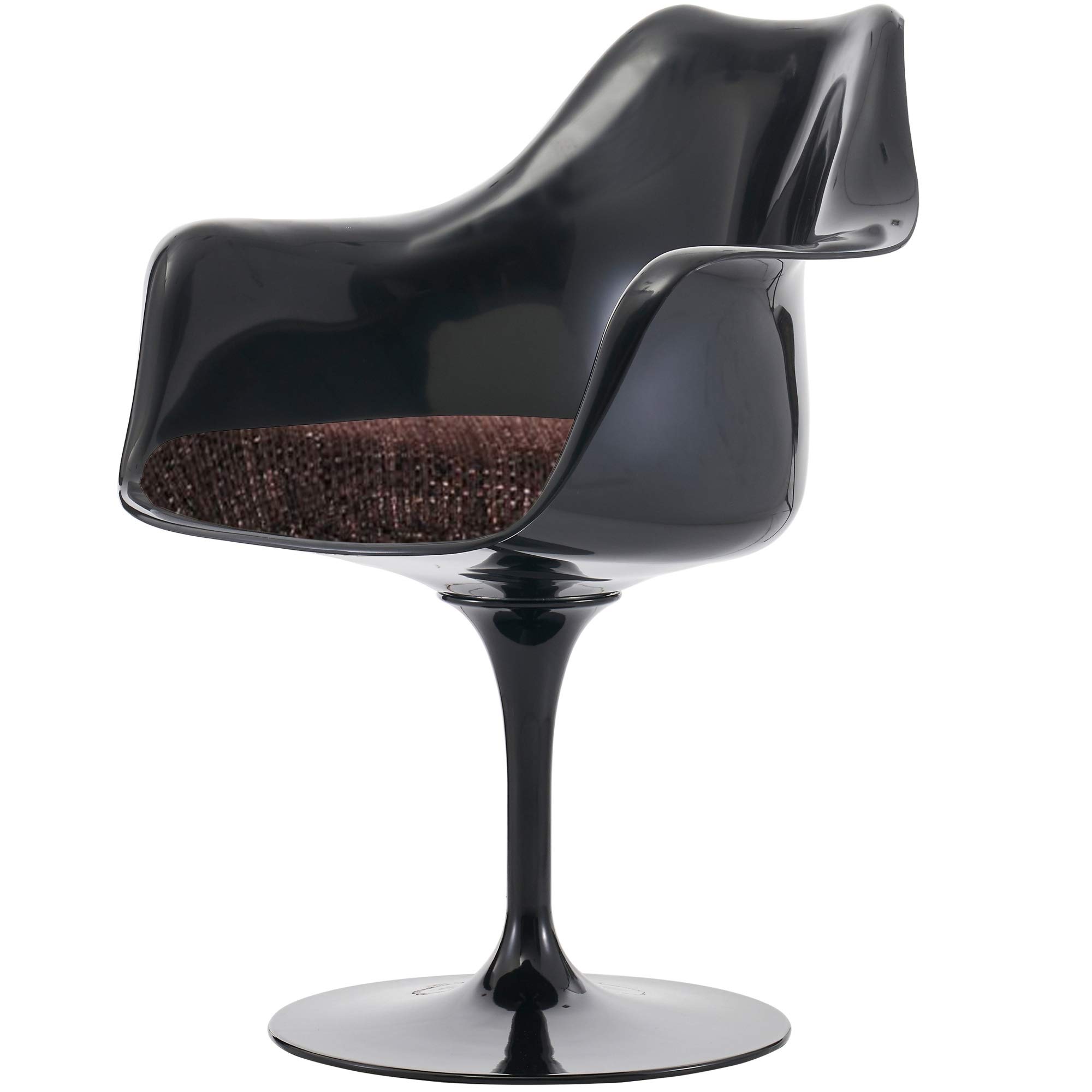 Sillón Giratorio Negro Brillante y marrón Texturizado