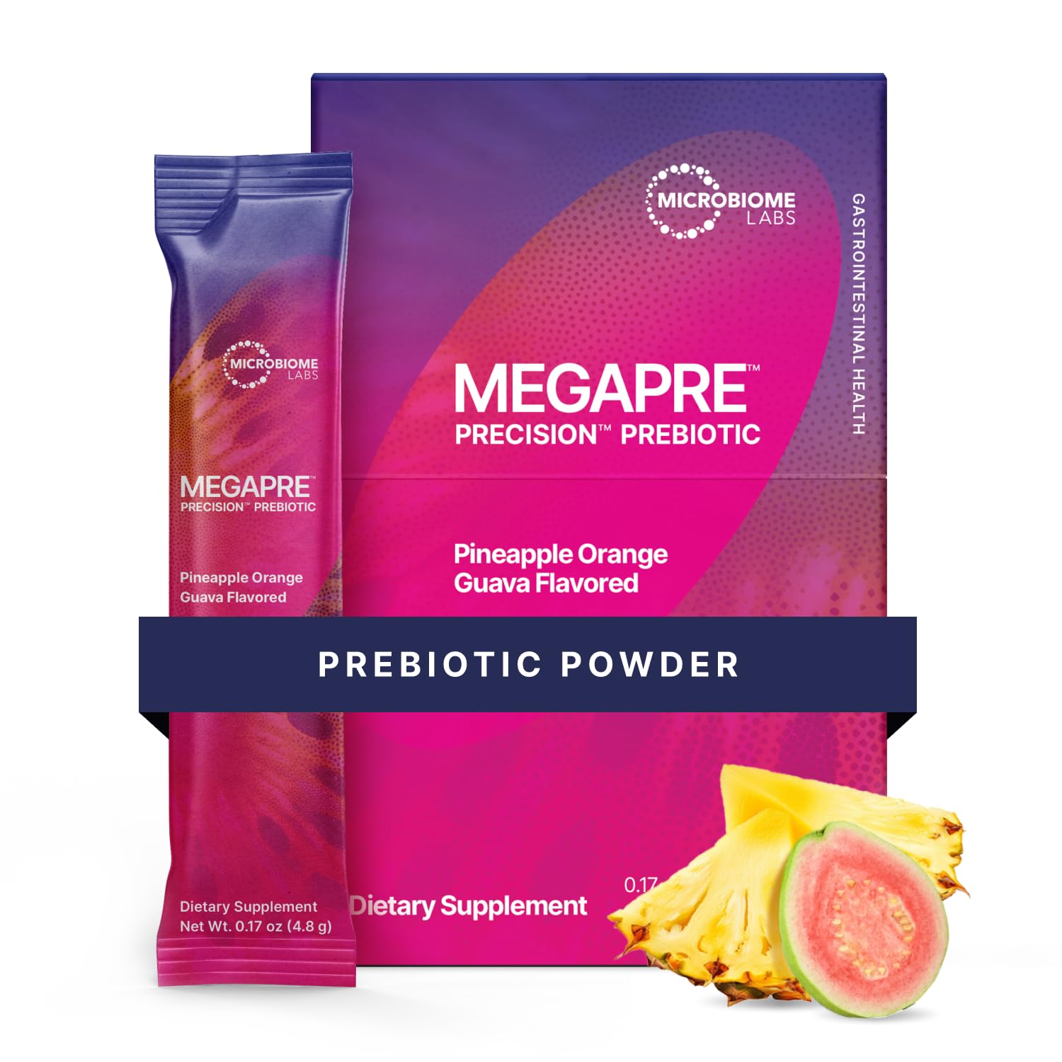 MegaPre Stick Packs - Prebiotic Powder Drink Mix to Support Gut Health - Oligosaccharides for Immune & Digestive Health - Prebiotic Supplement for Adults, Kids (30 Drink Packets)