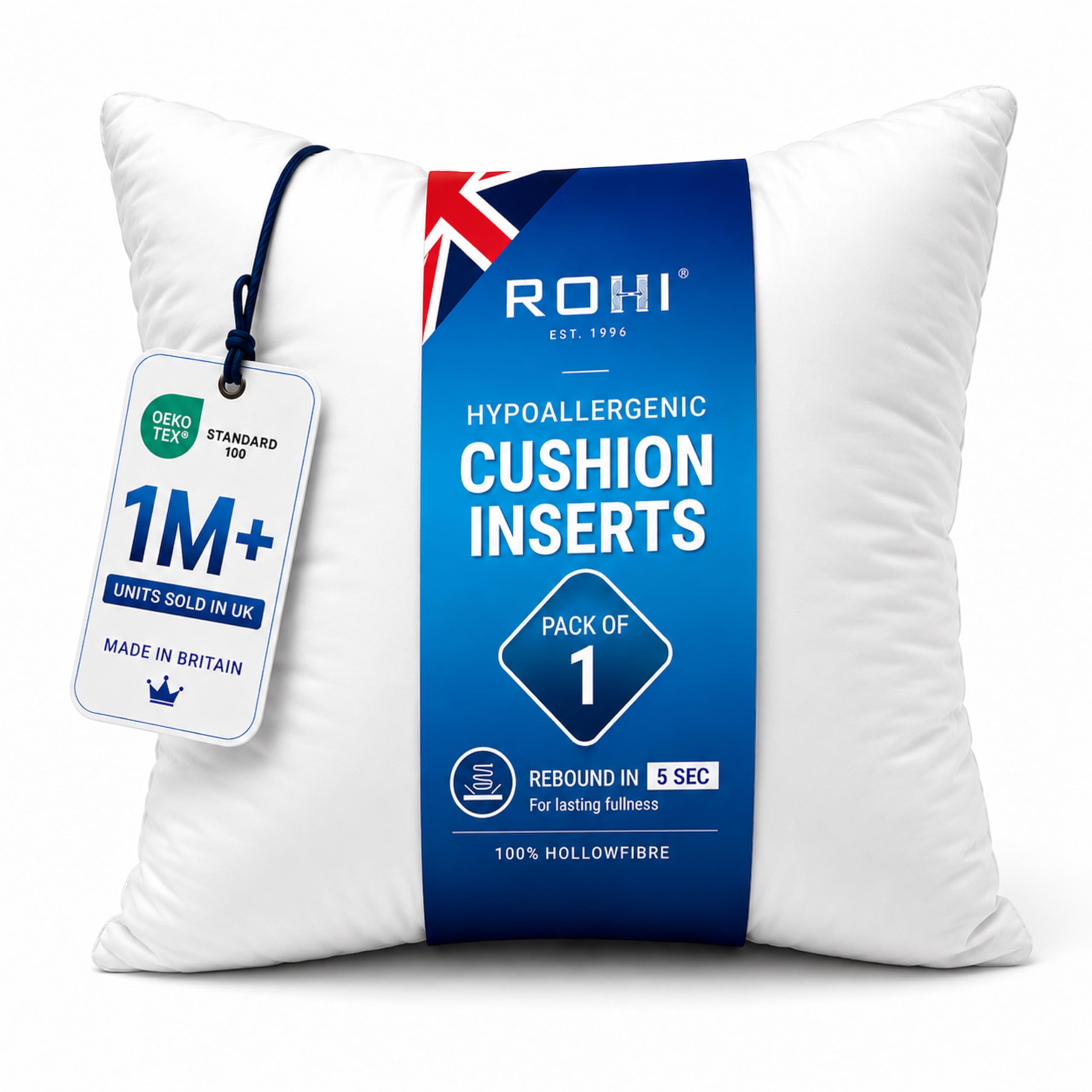 Rohi White Hypoallergenic Cushion Inserts - Cushion Pillow Insert Square Decorative Pillow Stuffer For Sofa Couch Cushions (40X40 Cm)