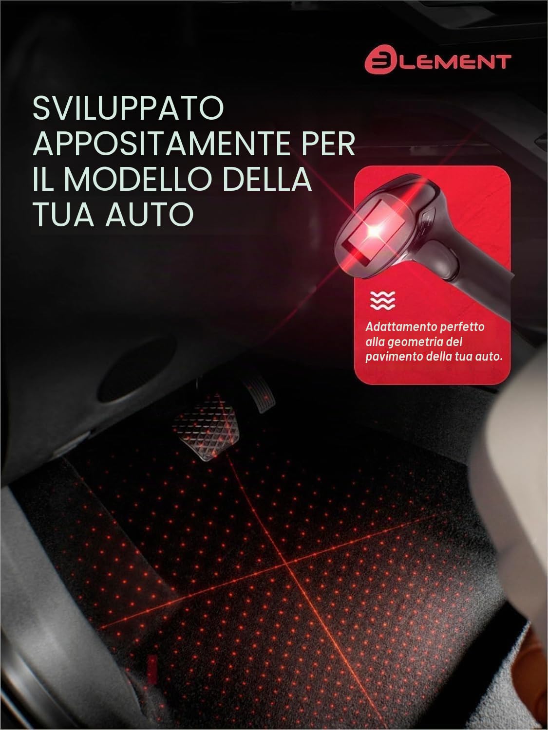 Element Set di tappetini in gomma 3D adatti per Fiat Grande Panda, anno di costruzione 2025, elettrici, 100% su misura, tappetini in gomma auto, tappetini in gomma per auto
